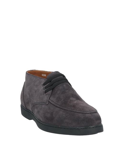 Doucal's Gray Steel Lace-Up Shoes Leather for men