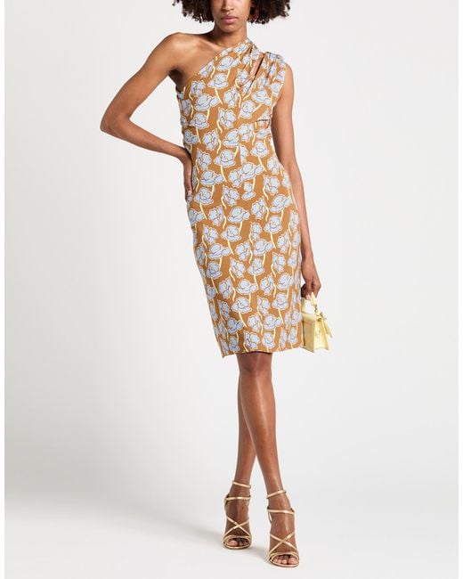Versace Metallic Khaki Midi Dress Viscose, Elastane
