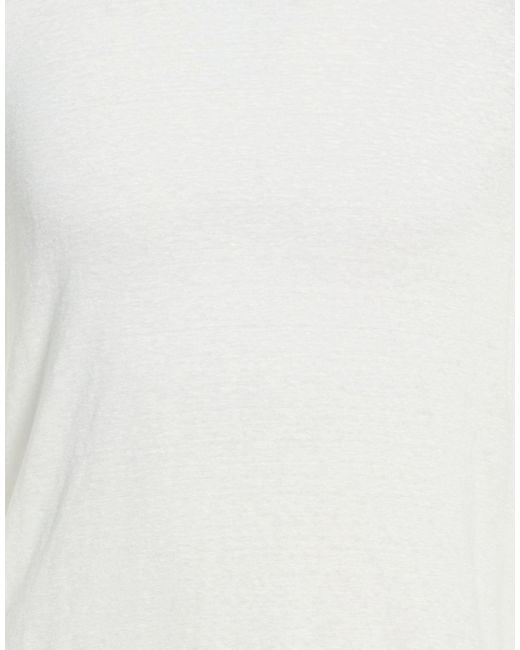 Alpha Studio White T-Shirt Linen, Elastane for men