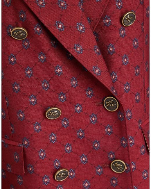Etro Red Blazer Wool, Cotton