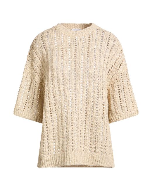 Brunello Cucinelli Natural Khaki Sweater Silk, Linen, Polyamide, Polyester