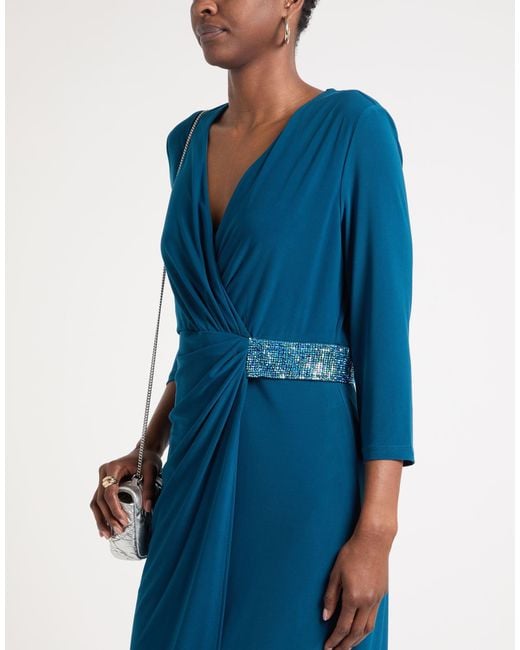 FRANK LYMAN Blue Midi Dress Polyester, Elastane