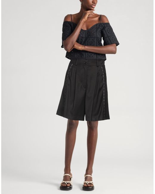 Gaelle Paris Black Shorts & Bermuda Shorts Polyester, Viscose, Elastane