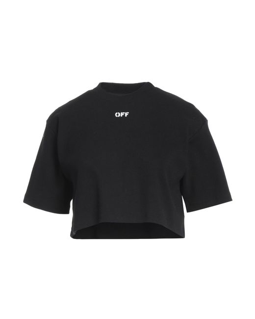Off-White c/o Virgil Abloh Black Cropped T-shirt With Off Embroidery