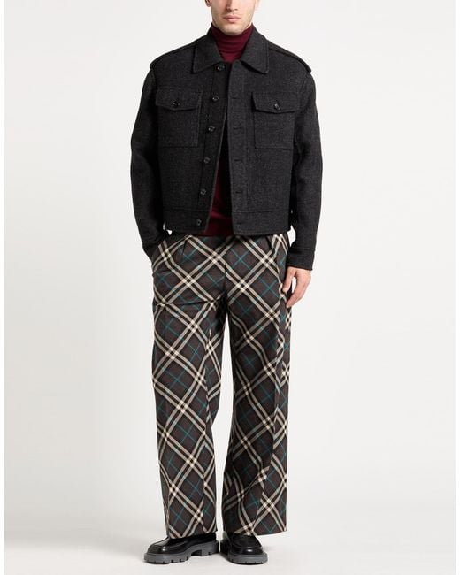 Burberry Black Charcoal Coat Virgin Wool for men