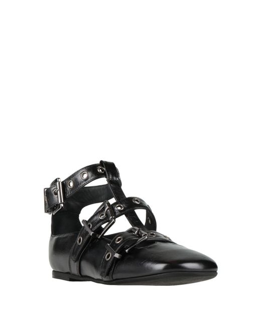Poeve Black Ballet Flats Leather