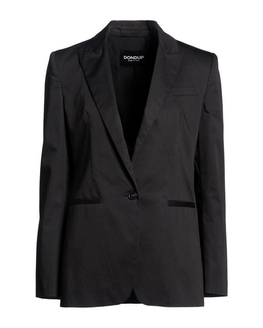 Dondup Black Blazer Cotton, Silk, Elastane