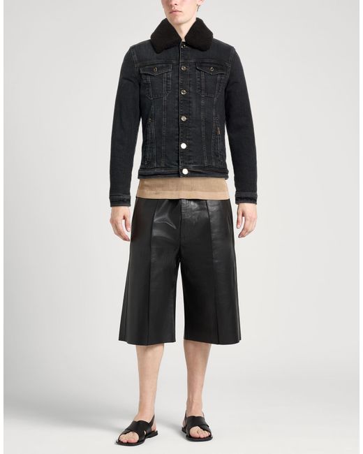Moorer Black Denim Outerwear Cotton, Elastane, Cow Leather for men