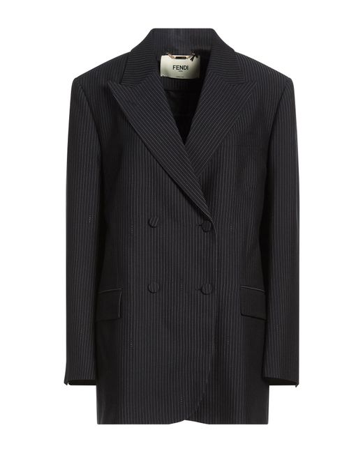 Fendi Black Blazer Wool, Viscose