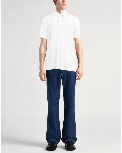 Fedeli White Polo Shirt Cotton, Elastane for men