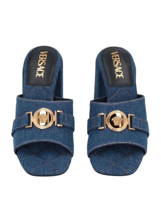 Versace Blue Sandals Textile Fibers