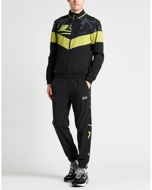 EA7 Black Tracksuit Polyester, Elastane for men