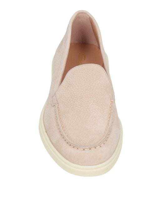 Santoni Natural Closed-Design Leather Loafers With Plush Lining