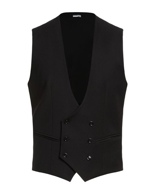 Daniele Alessandrini Black Tailored Vest Polyester, Viscose, Elastane for men