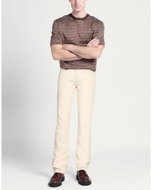 Hand Picked Natural Sand Pants Cotton, Elastane for men