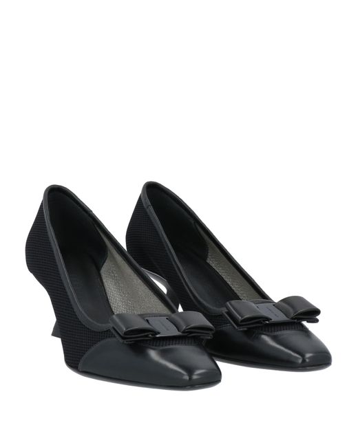 Ferragamo Black Pumps Lambskin, Textile Fibers