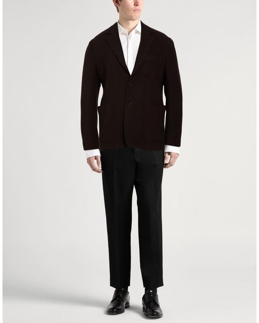 Caruso Black Dark Blazer Wool, Polyamide for men
