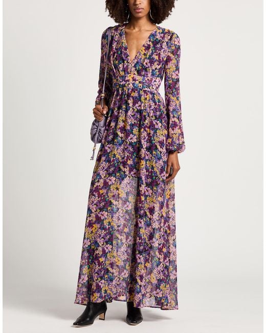 Liu Jo Purple Maxi Dress Polyester, Metallic Polyester