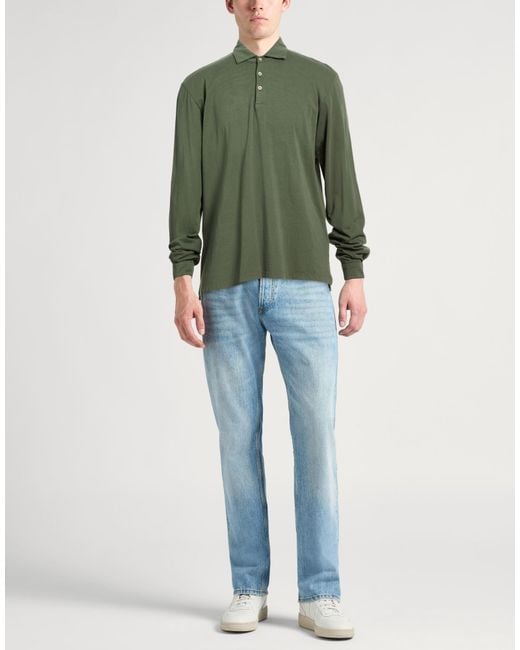 Boglioli Green Military Polo Shirt Cotton for men