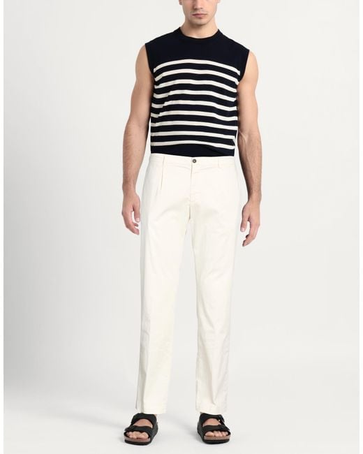 Michael Coal White Pants Cotton, Elastane for men