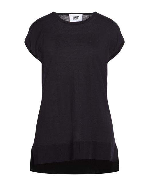 Alpha Studio Black Sweaters