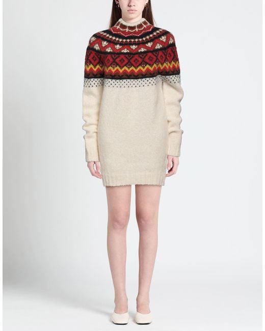 Semicouture Red Ivory Mini Dress Acrylic, Polyamide, Wool, Viscose, Alpaca Wool