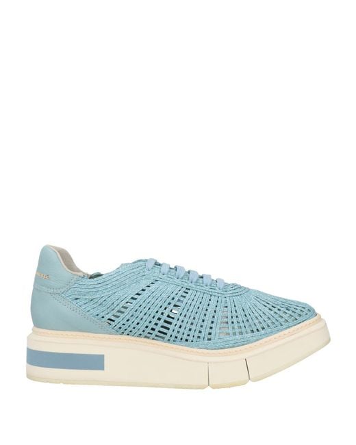 Paloma Barceló Blue Pastel Sneakers Leather, Natural Raffia