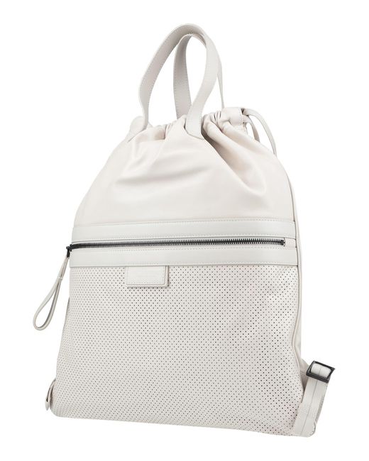 light grey leather backpack