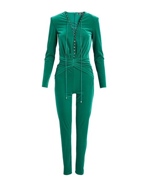 Elisabetta Franchi Green Jumpsuit Polyester, Elastane