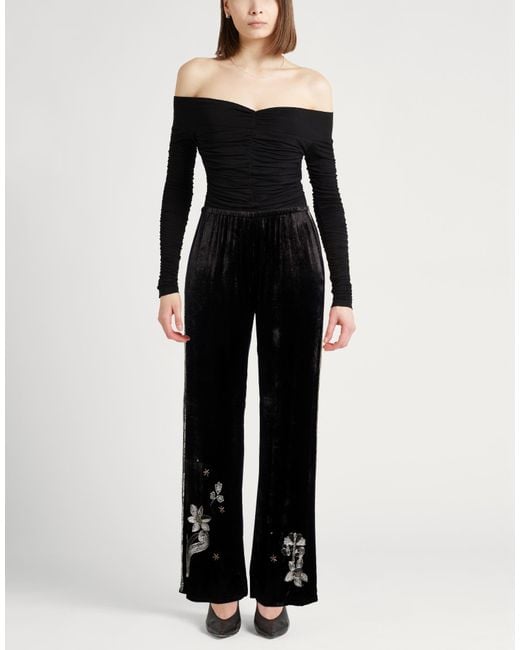 Forte_forte Black Pants Viscose, Glass, Metal Fiber