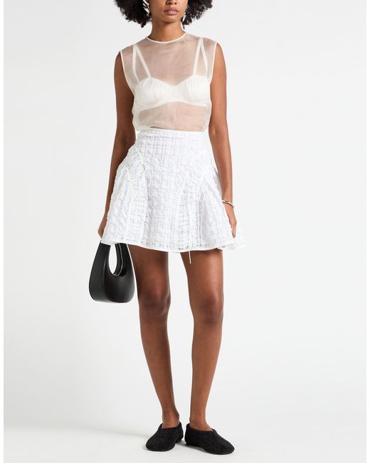 CECILIE BAHNSEN White Mini Skirt Polyester, Polyamide