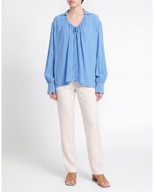 Manila Grace Blue Light Shirt Acetate, Silk