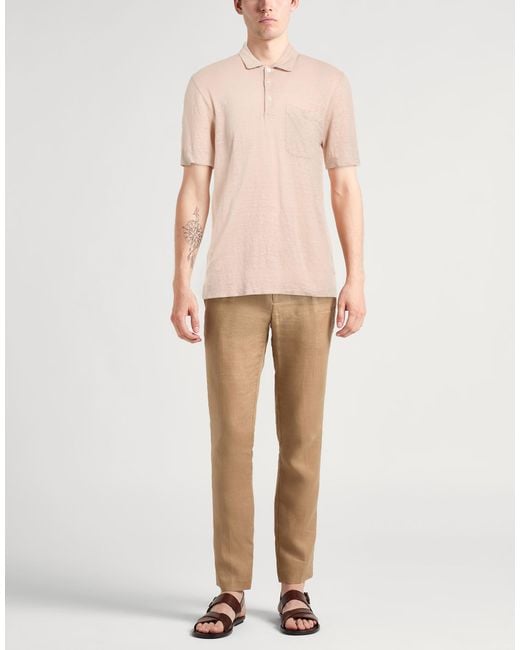 Canali Pink Polo Shirt Linen for men