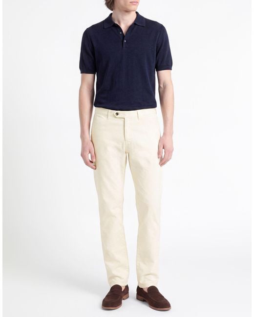 PT Torino White Ivory Pants Cotton, Modal, Elastane for men