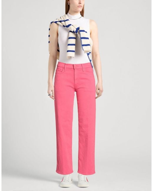 Mother Pink Jeans Cotton, Polyester, Elastane