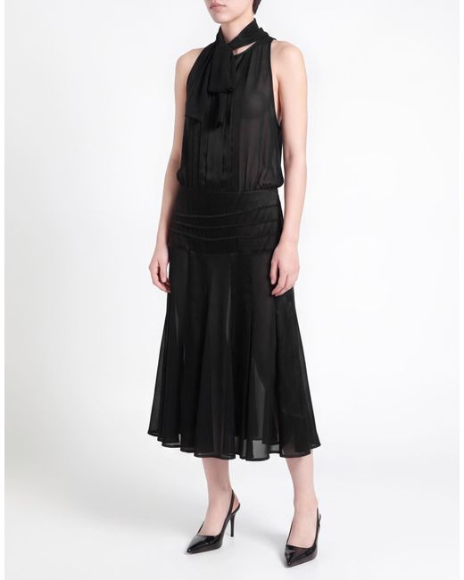 Elisabetta Franchi Black Midi Dress Polyester, Silk