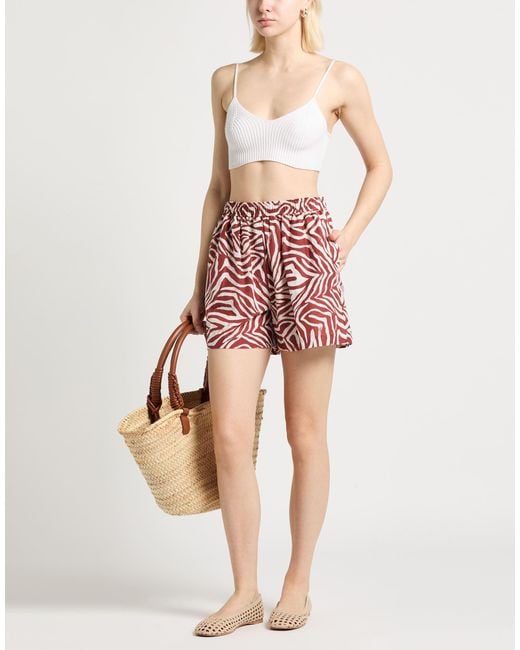 Brunello Cucinelli Red Brick Shorts & Bermuda Shorts Cotton, Silk, Acetate