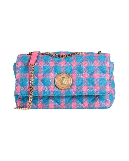 Versace Purple Azure Cross-Body Bag Calfskin, Virgin Wool, Polyamide