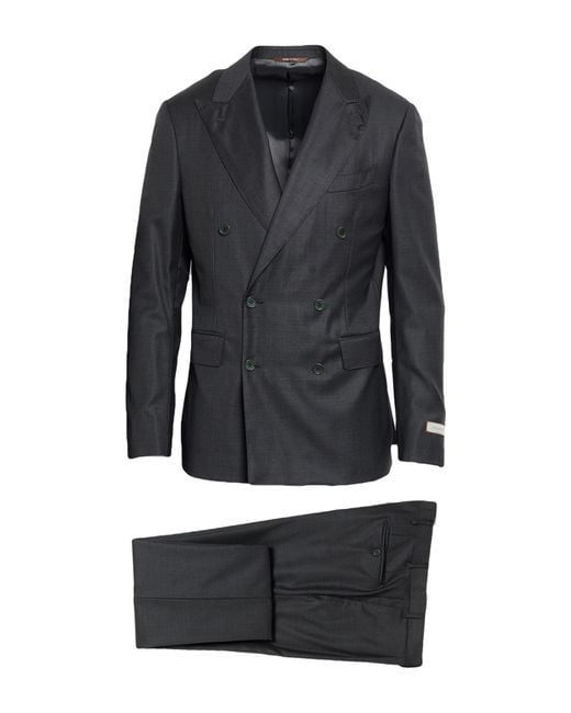 Canali Blue Charcoal Suit Wool for men