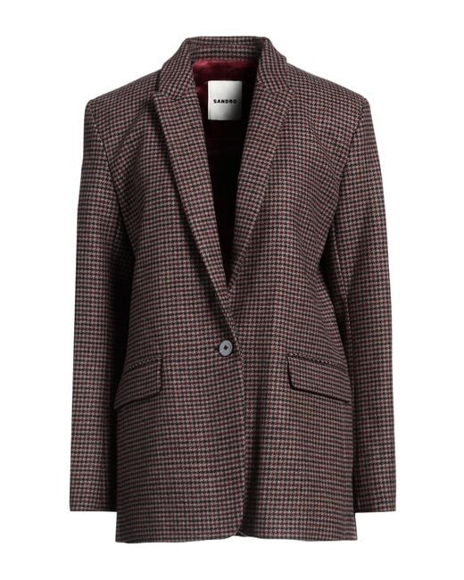 Sandro Brown Blazer Wool, Polyester, Synthetic Fibers, Cotton, Viscose