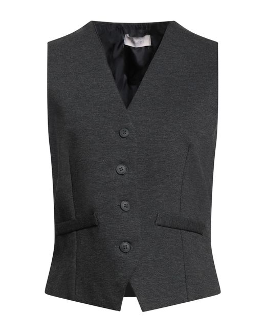 Motel Black Charcoal Tailored Vest Viscose, Nylon, Elastane