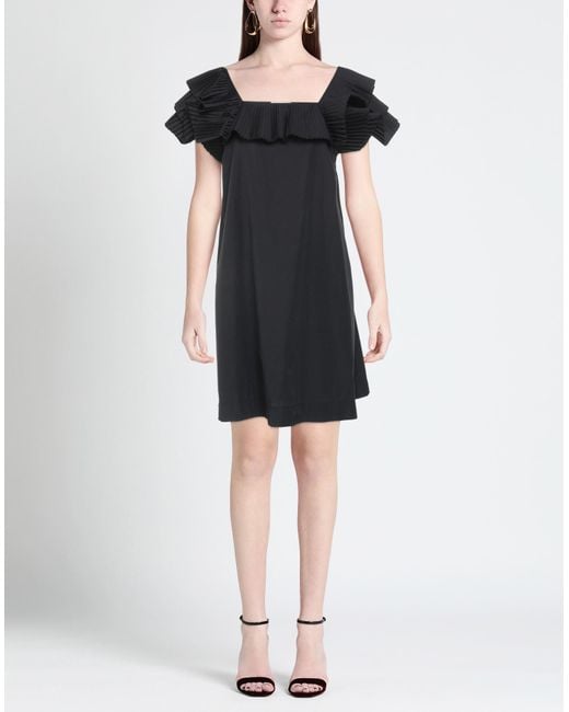 CROCHÈ Black Mini Dress Polyester, Cotton