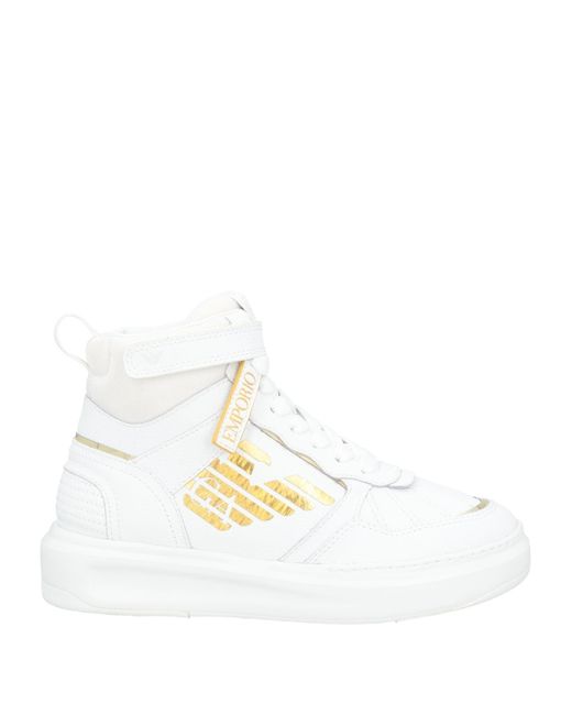 Emporio Armani Sneakers Leather Textile Fibers in White Lyst