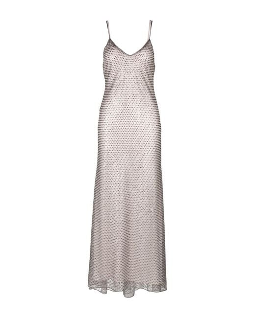 Semicouture Gray Maxi Dress Polyester