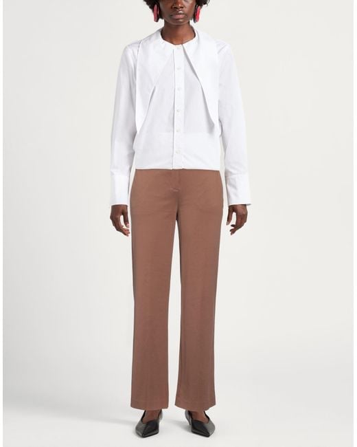 Circolo 1901 Brown Wide-Leg Belted Cotton Pants