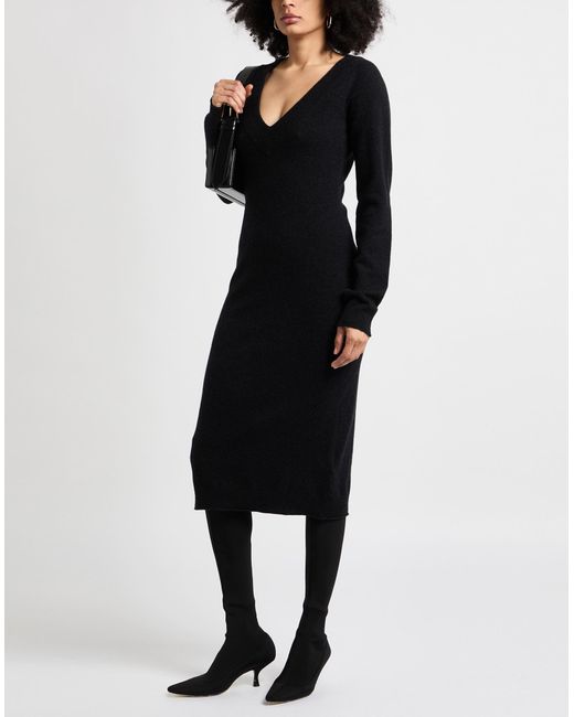 Sportmax Black Midi Dress Wool, Cashmere, Polyamide, Elastane
