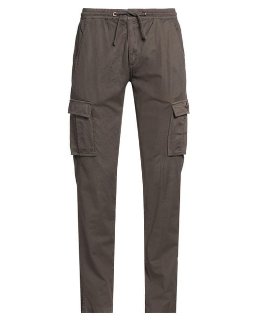 Aeronautica Militare Gray Pants Linen, Cotton, Elastane for men