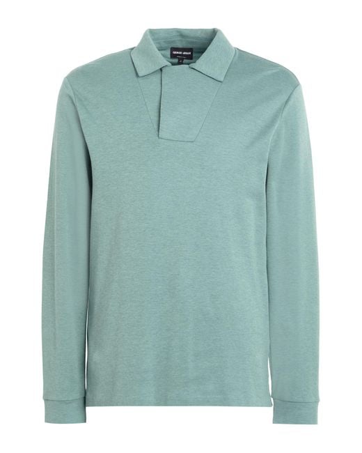 Giorgio Armani Green Polo Shirt Cotton, Silk, Cashmere for men