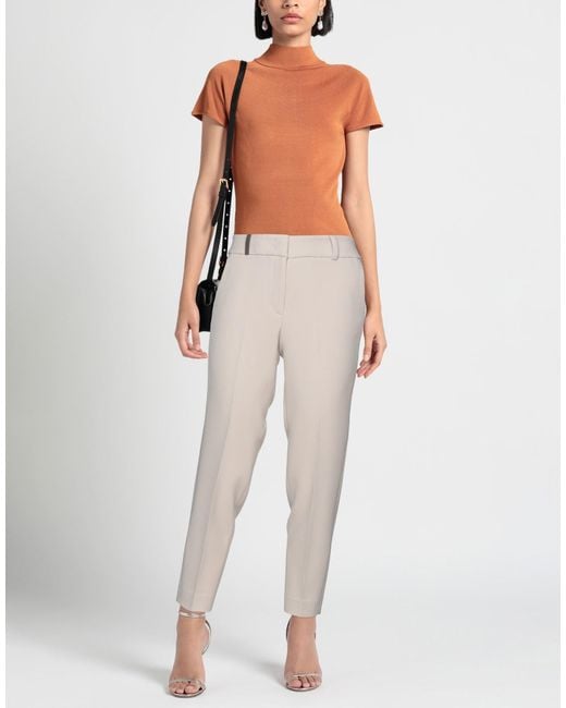 Peserico Natural High-Waisted Stretch Tapered Pants