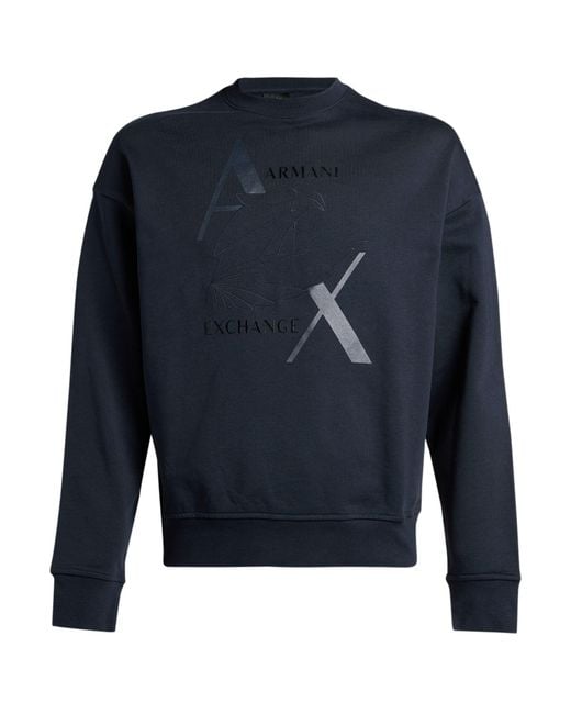 ARMANI EXCHANGE Blue Sweatshirt Organic Cotton, Elastane for men
